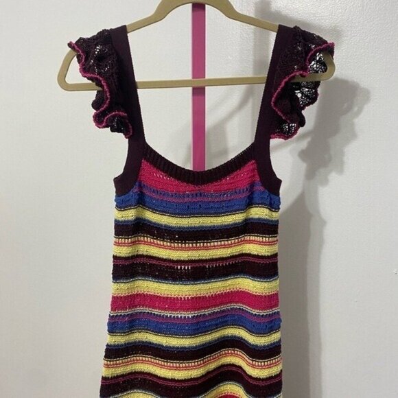 NWT Women's Zara Special Edition Crochet Knit Striped Maxi Dress SIZE M - Picture 4 of 6
